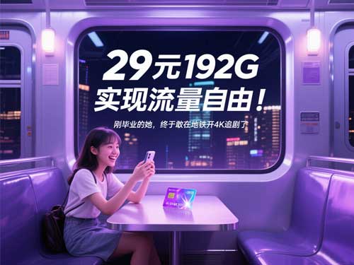 29元192G实现流量自由!刚毕业的她,终于敢在地铁开4K追剧了