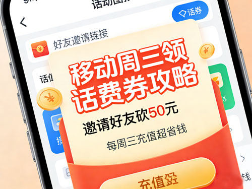 移动周三领话费券攻略：邀请好友砍50元，每周三充值超省钱