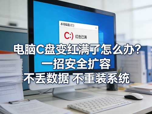 电脑C盘变红满了怎么办?一招安全扩容,不丢数据、不重装系统