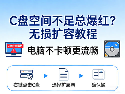 C盘空间不足总爆红？无损扩容教程，电脑不卡顿更流畅