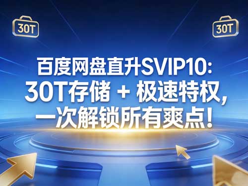 百度网盘直升SVIP10:30T 存储 + 极速特权,一次解锁所有爽点!